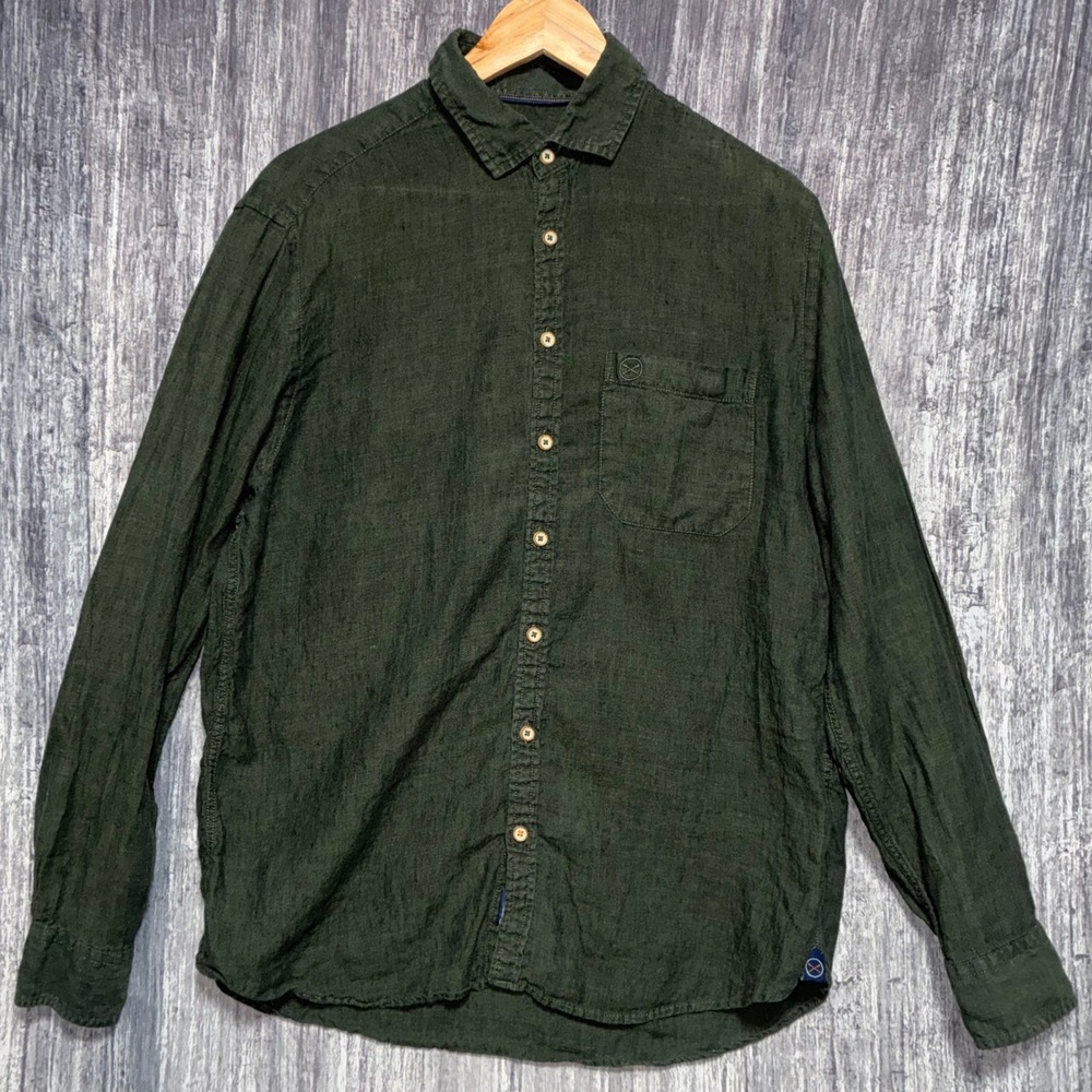 Scullers 100% Linen Relaxed Fit Button Up Long Sleeve Men Size M